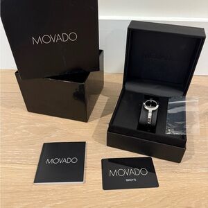 Movado Women's Silver and Black Watch